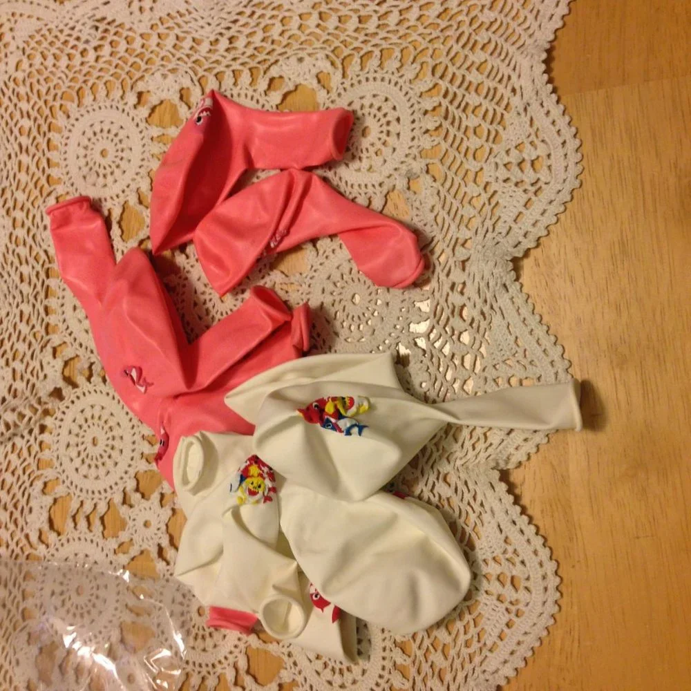 Large birthday party set, cute sharks, enough for at least 10-12
